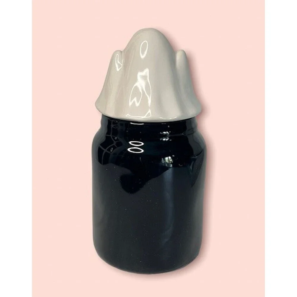 Rae Dunn BOO-GIE Halloween Canister With Figural Bougie Ghost Topper Lid NEW